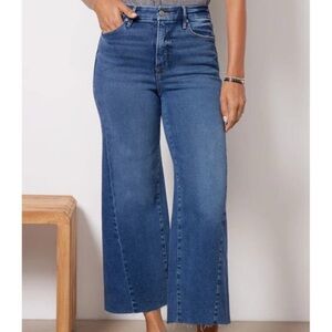 Good American Size 6/28 Good Waist High Rise Palazzo Cropped Denim Jeans Comfort